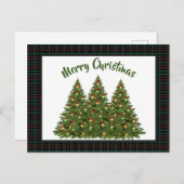 Weihnachten Tartan mit Urlaubskarte Postkarte (Vorne/Hinten)