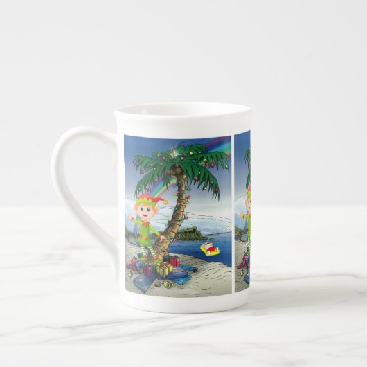 Weihnachten Tasse, Beach Bum Santa, Frohe Weihnach Porzellantasse (Links)