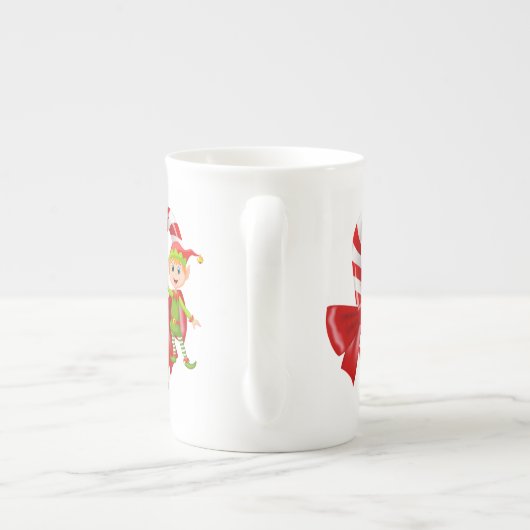 Weihnachten Tasse, Elf, frohe Weihnachten Porzellantasse (Rückseite)