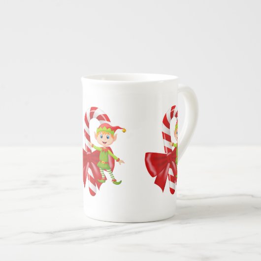 Weihnachten Tasse, Elf, frohe Weihnachten Porzellantasse (Vorderseite Rechts)