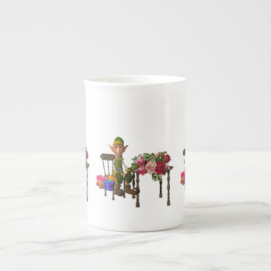 Weihnachten Tasse, Elf, frohe Weihnachten Porzellantasse (Vorderseite)