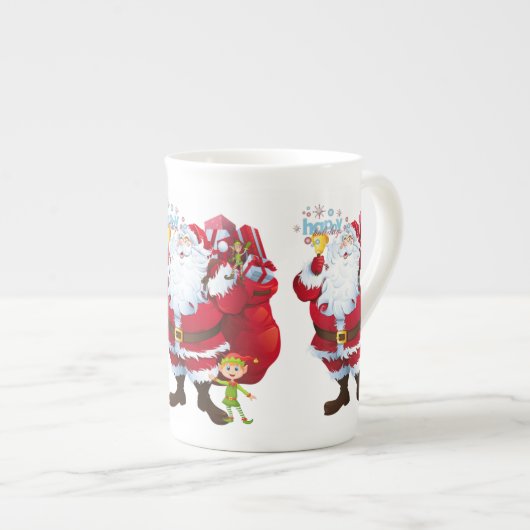 Weihnachten Tasse, glückliche Ferien, Weihnachten Porzellantasse (Vorderseite Rechts)