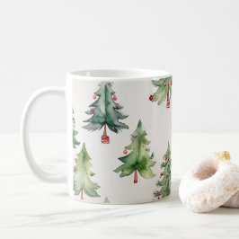 Weihnachten Tasse Grüne Aquarellbäume