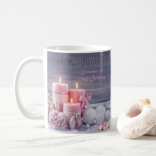 Weihnachten Tasse, Rosa Weihnachten Kaffeetasse (Mit Donut)