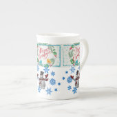 Weihnachten Tasse, Schneemann, Frohe Weihnachten Porzellantasse (Vorderseite Rechts)