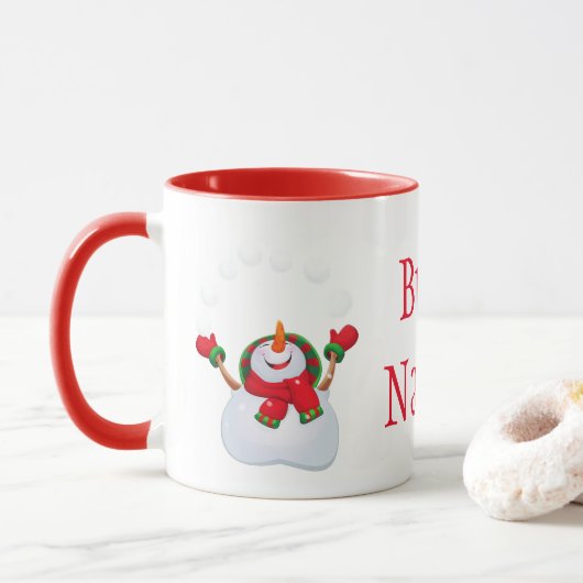 Weihnachten Tasse-Snowman-Buon Natale/Frohe Weihna Tasse (Mit Donut)