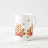 Weihnachten-Tasse, Weihnachtskerze aus Rotem Gold Porzellantasse (Vorderseite Rechts)