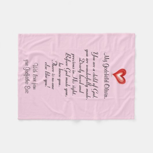 Weihnachten / Taufen Geschenk für Godchild, Custom Fleecedecke (Vorderseite (Horizontal))