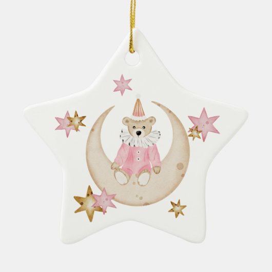 Weihnachten Teddy Bär Weihnachtsbaumband Keramik Ornament (Vorne)