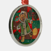 Weihnachten Teddy~ Baum-Ornament Silbernes Ornament (Rechts)