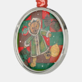 Weihnachten Teddy~ Baum-Ornament Silbernes Ornament (Links)