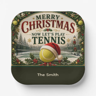 Weihnachten Tennis mit Ball Santa Hut Pappteller