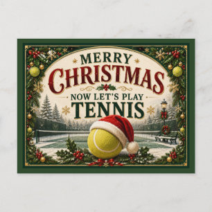 Weihnachten Tennis mit Ball Santa Hut  Postkarte