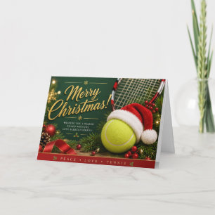 Weihnachten Tennis mit Tennisball und Santa-Hut 