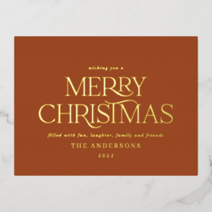 Weihnachten Terrakotta chic elegant minimal modern Folien Feiertagspostkarte
