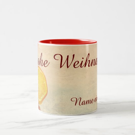Weihnachten Thema mit Früchten... Zweifarbige Tasse (Mittel)