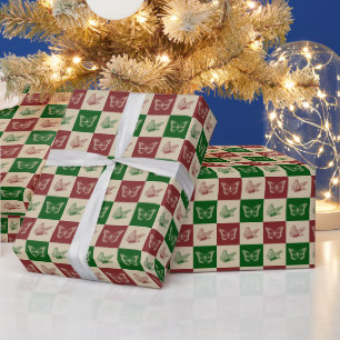 Weihnachten Thema Rot und Grün Schmetterling Must Geschenkpapier