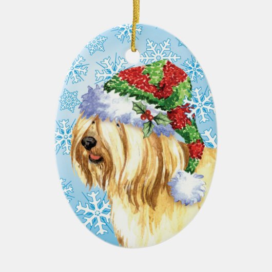 Weihnachten tibetanisches Terrier Keramikornament (Vorne)