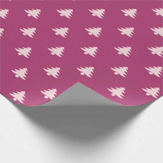 Weihnachten Tief Rosa und blassrosa Weihnachtsbaum Geschenkpapier (Ecke)