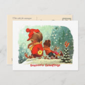 Weihnachten, Tierskikstunden Feiertagspostkarte (Vorne/Hinten)