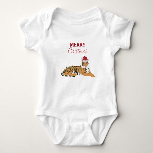 Weihnachten Tiger Funny Animes mit Weihnachtsmannm Baby Strampler (Vorderseite)