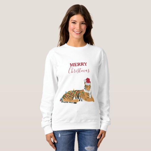 Weihnachten Tiger Funny Animes mit Weihnachtsmannm Sweatshirt (Vorne ganz)
