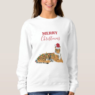 Weihnachten Tiger Funny Animes mit Weihnachtsmannm Sweatshirt