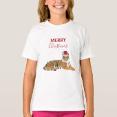 Weihnachten Tiger Funny Animes mit Weihnachtsmannm T-Shirt (Vorderseite)