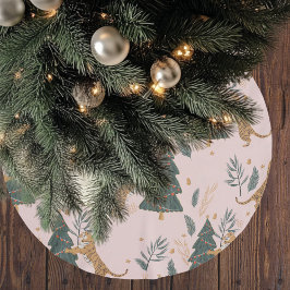 "Weihnachten Tiger mit Weihnachtsbaum Rosa Polyester Weihnachtsbaumdecke