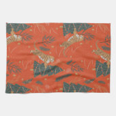 Weihnachten Tiger und Weihnachtsbaum Geschirrtuch (Horizontal)