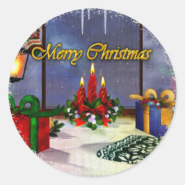 Weihnachten Time Reflections Holiday Art GIFT LEHR Runder Aufkleber