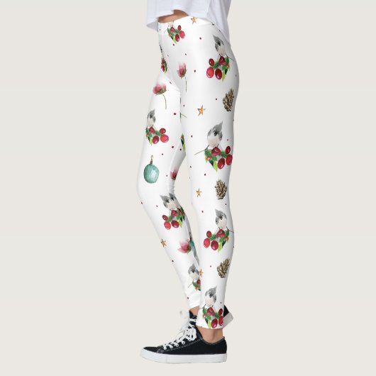 Weihnachten Titmouse Winter Muster Leggings (Links)