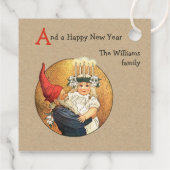 Weihnachten Tomte und süße kleine Lucia Mädchen CC Geschenkanhänger (Rückseite)