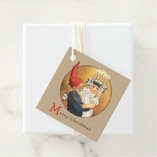 Weihnachten Tomte und süße kleine Lucia Mädchen CC Geschenkanhänger (Beispiel)