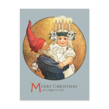 Weihnachten Tomte und süße kleine Lucia Mädchen CC