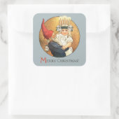 Weihnachten Tomte und süße kleine Lucia Mädchen CC Quadratischer Aufkleber (Tasche)