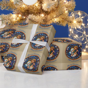 Weihnachten Traditionelle Krippe Geschenkpapier