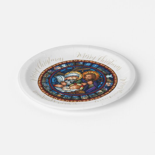 Weihnachten Traditionelle Krippe Pappteller (Schrägansicht)