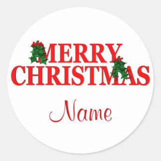 Weihnachten, tragen Sie Ihren Namen auf Runder Aufkleber