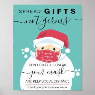 Weihnachten trägt ein Maskenschutzschild, das den Poster
