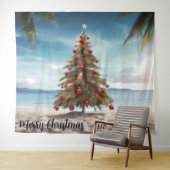 Weihnachten Tree Beach Foto Hintergrund Wandteppich (Beispiel (Horizontal))