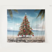 Weihnachten Tree Beach Foto Hintergrund Wandteppich (Vorderseite (Horizontal))