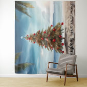 Weihnachten Tree Beach Foto Hintergrund Wandteppich (Beispiel)