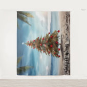 Weihnachten Tree Beach Foto Hintergrund Wandteppich (Vorderseite)
