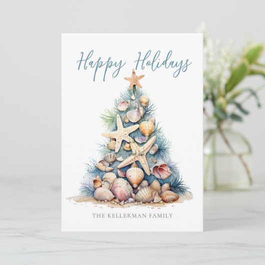 Weihnachten Tree Beach Happy Holidays (Stehend Vorderseite)