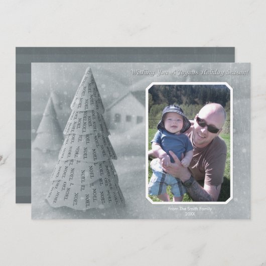 Weihnachten Tree Foto Card blau (Vorne/Hinten)