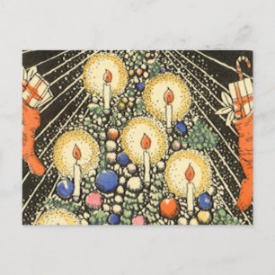 Weihnachten, Tree mit Kerzen und ein Star Feiertagspostkarte