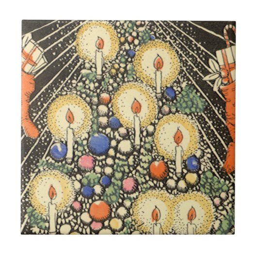 Weihnachten, Tree mit Kerzen und ein Star Fliese (Vorderseite)