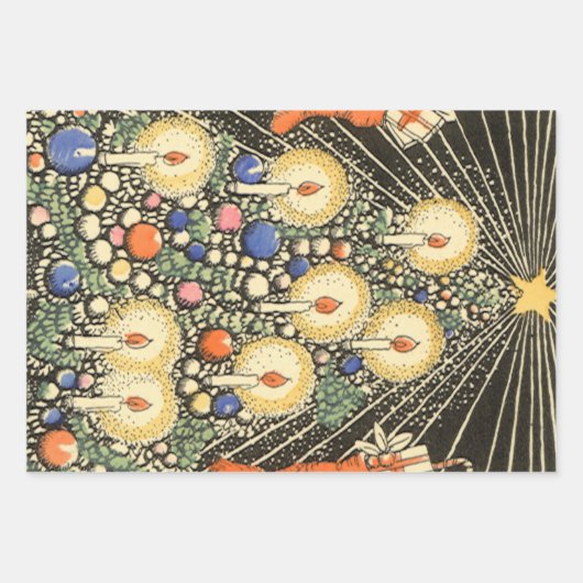 Weihnachten, Tree mit Kerzen und ein Star Geschenkpapier Set (Vorderseite)