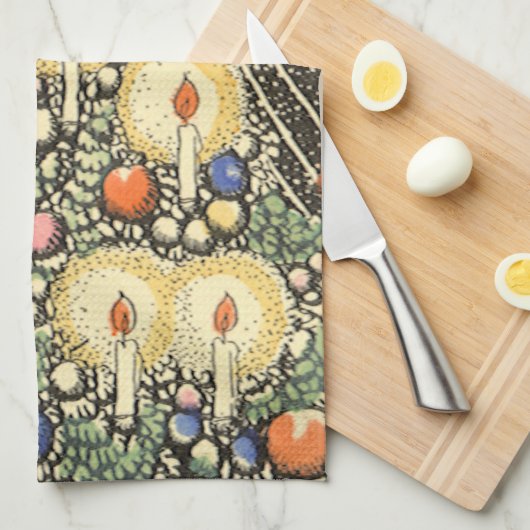 Weihnachten, Tree mit Kerzen und ein Star Geschirrtuch (Viertel Falte)